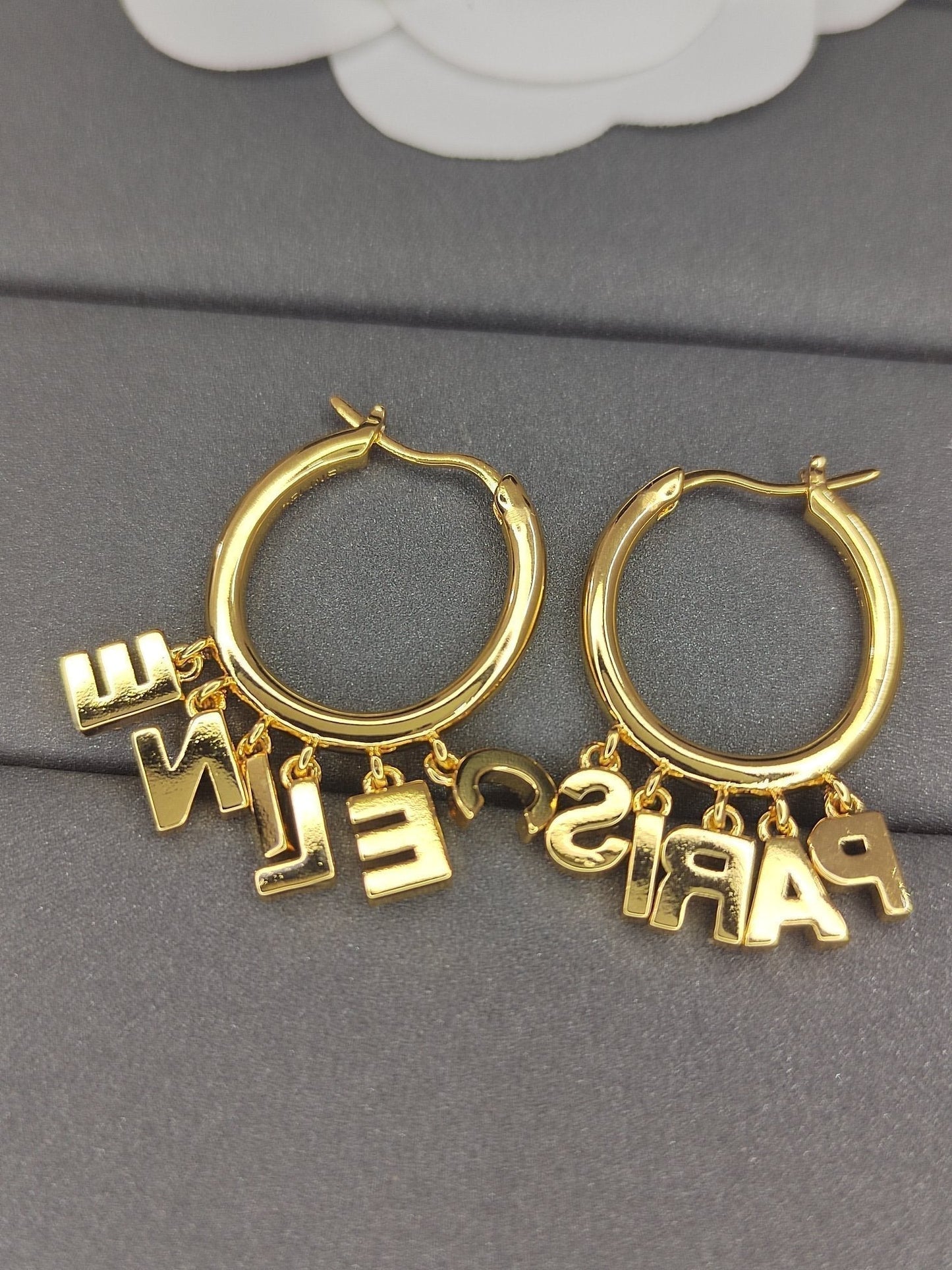 Celine Script Diamonds 18K Gold Earrings