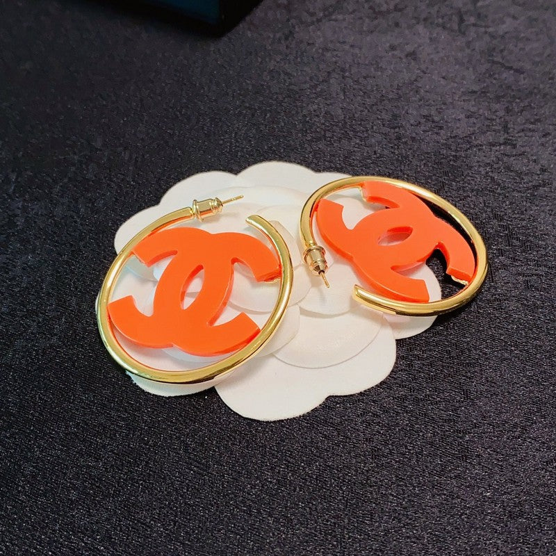 Chanel Color Logo 18K Gold Earrings