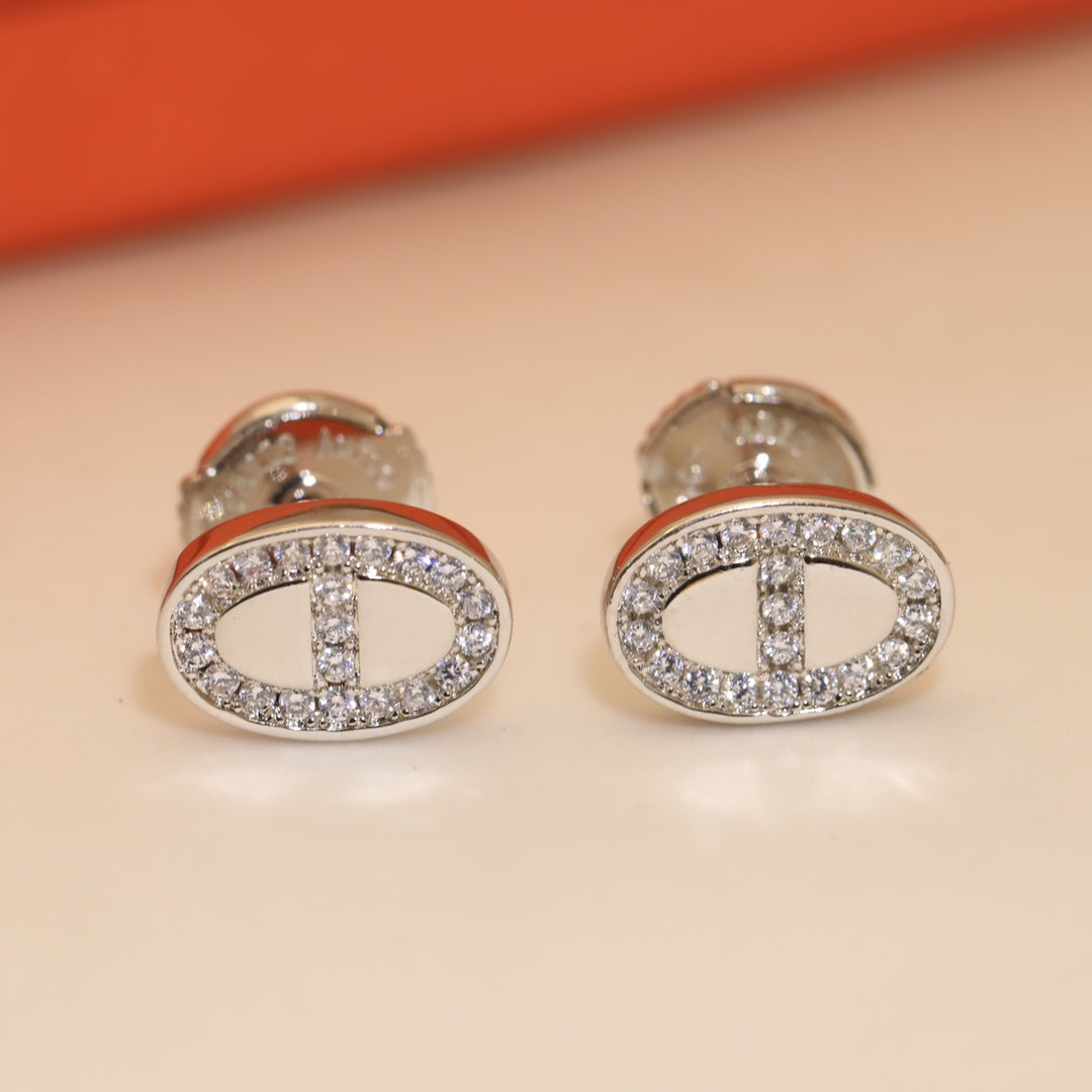 Hermes Mini Farandole Diamond 18K Gold Earrings