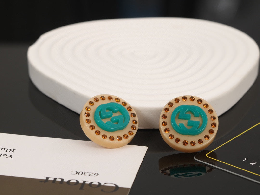 Gucci Double Resin 18K Gold Earrings