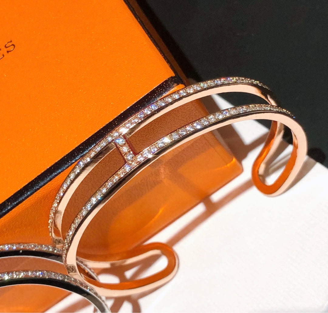 Hermes Ever Chain D¡ ̄ancre Cuff Diamond 18K Gold Bracelet