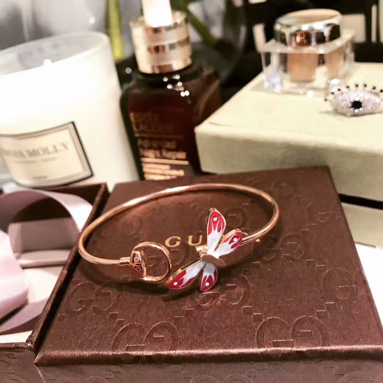Gucci Double Flora Bangle 18K Gold Bracelet