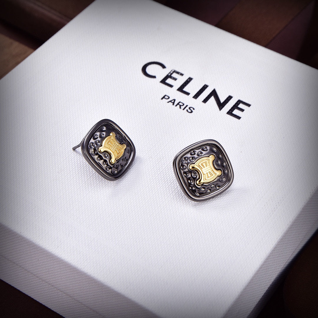 Celine Black Gold 18K Gold Earrings