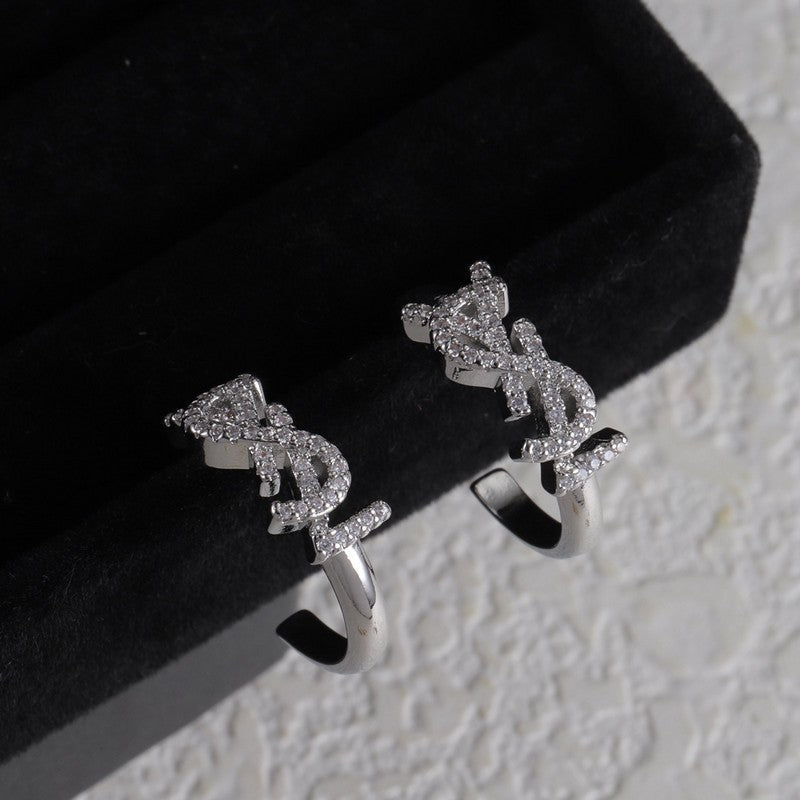 YSL Gold Diamond Circle 18K Gold Earrings