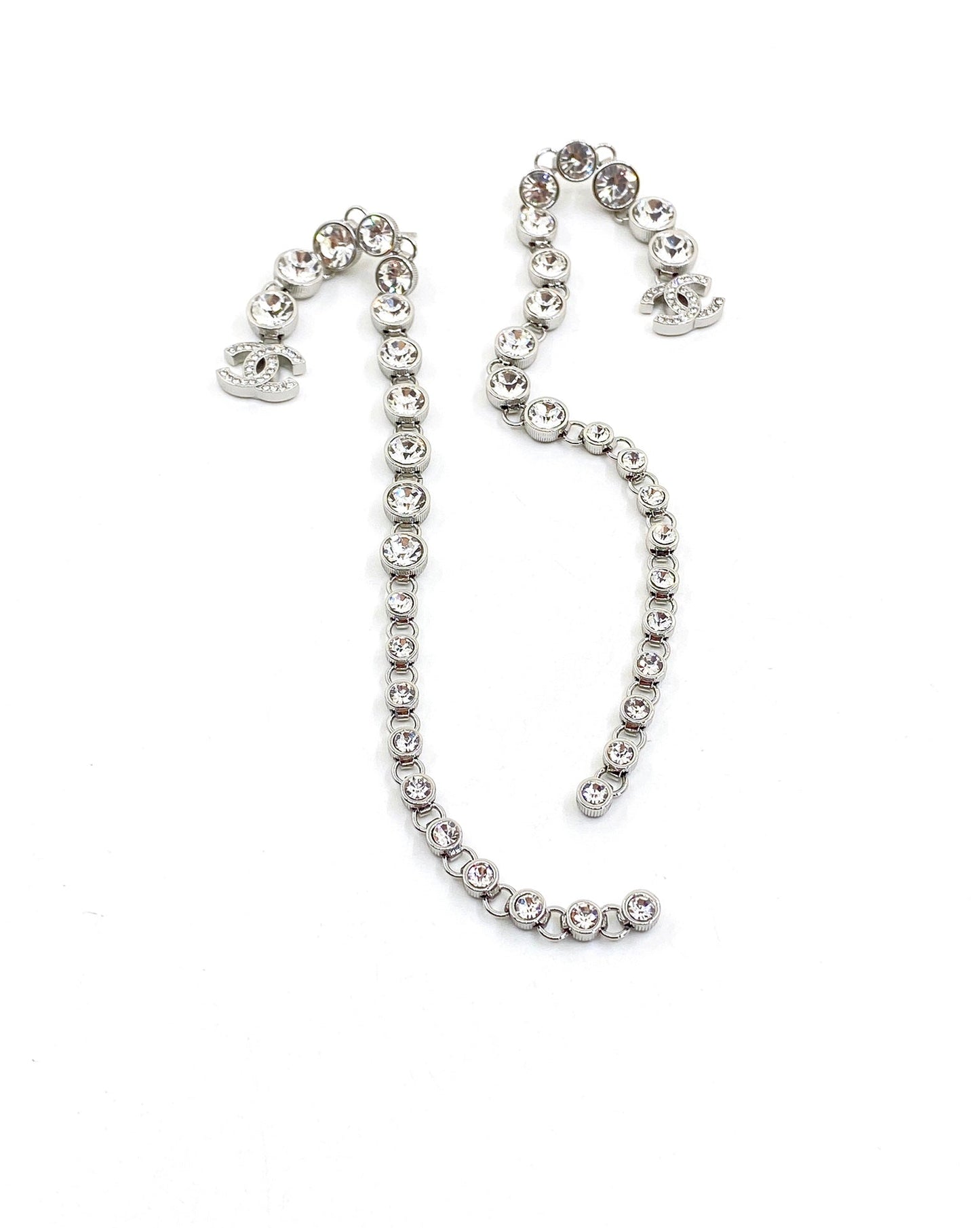 Chanel Long Crystal 18K Gold Earrings