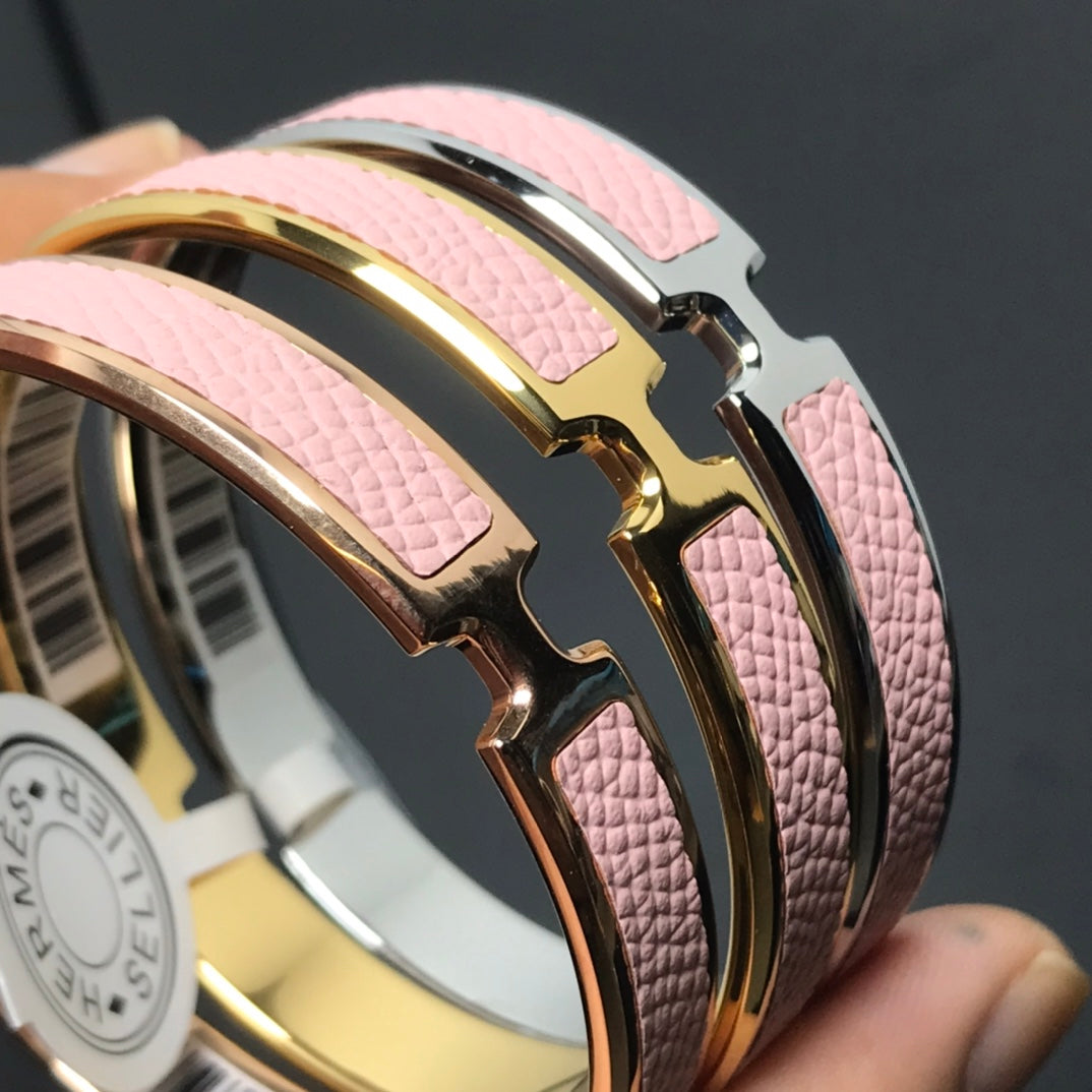 Hermes Olympe Light Pink 18K Gold Bracelet
