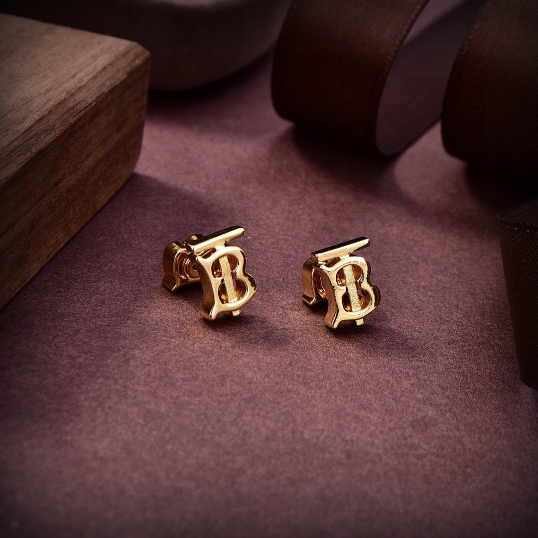 Balenciaga Logo 18K Gold Earrings