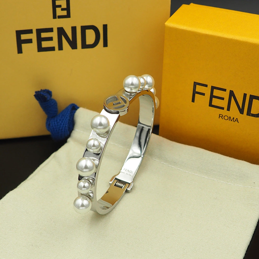 Fendi Pearls 18K Gold Bracelet