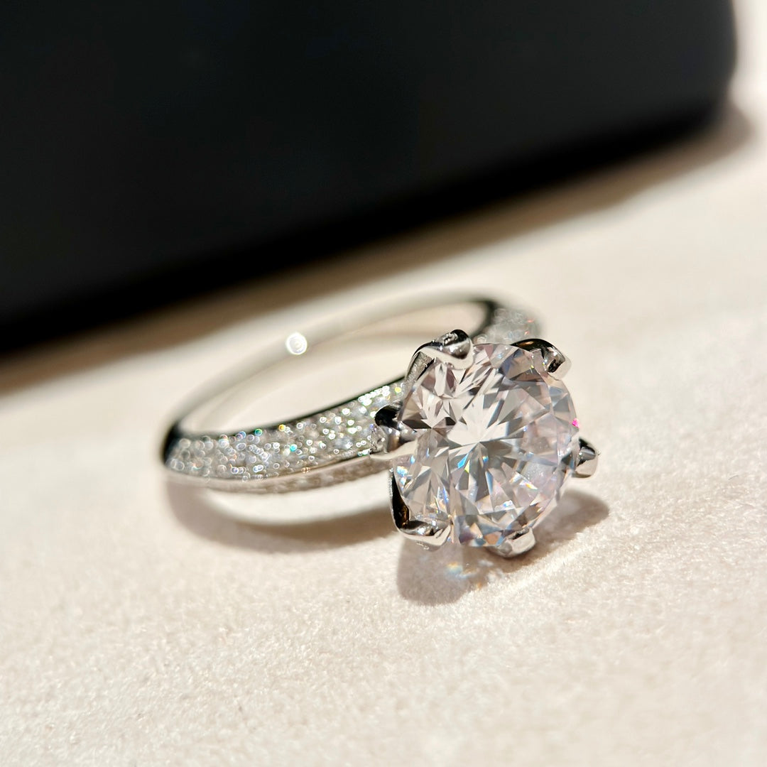 Tiffany Pave Tiffany Setting Engagement 18K Gold Ring