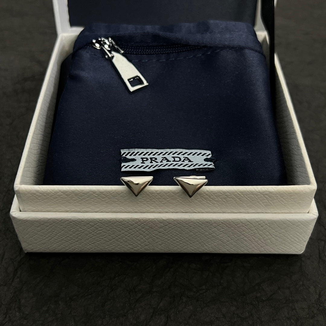 Prada Triangle 18K Gold Earrings