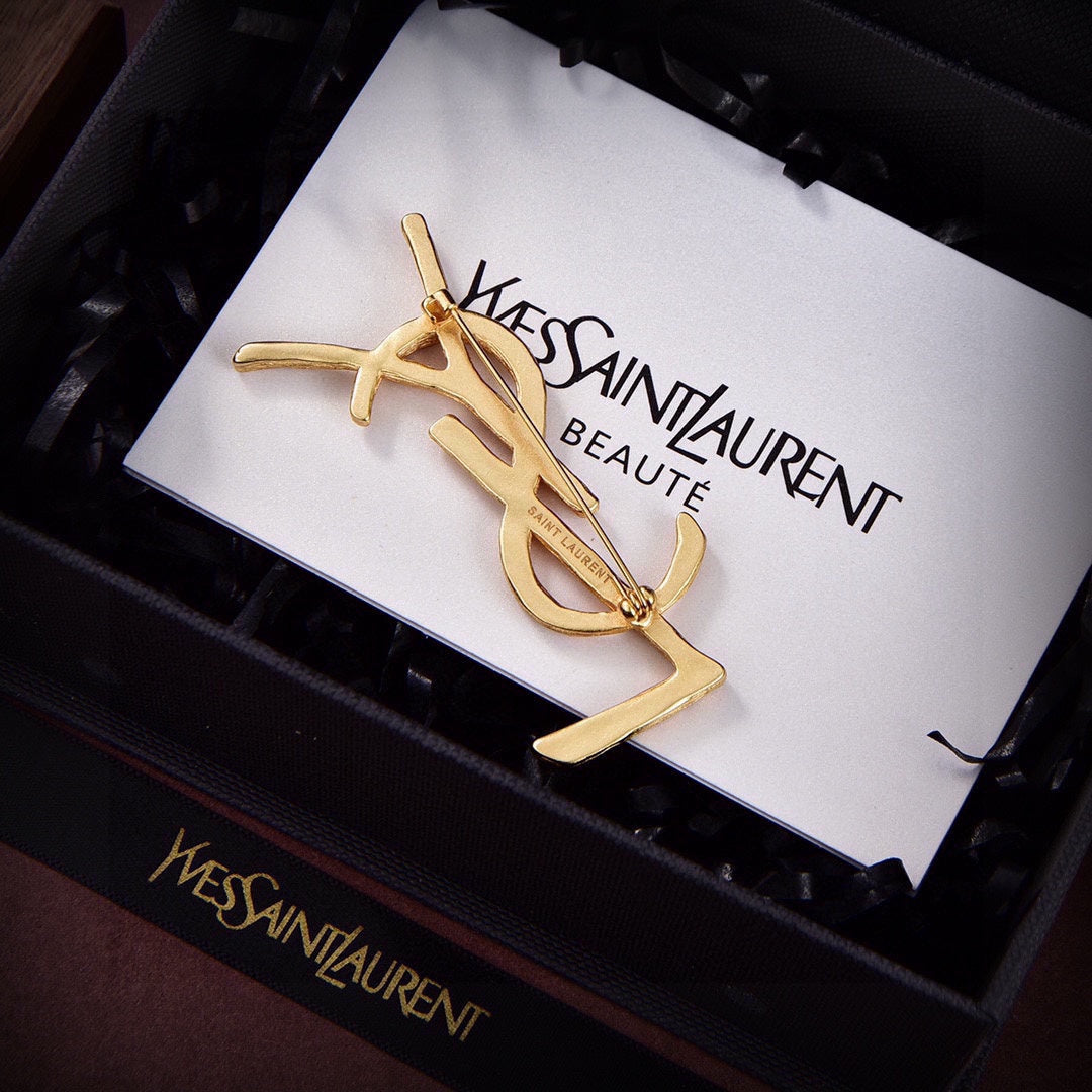 YSL Vintage 18K Gold Brooch
