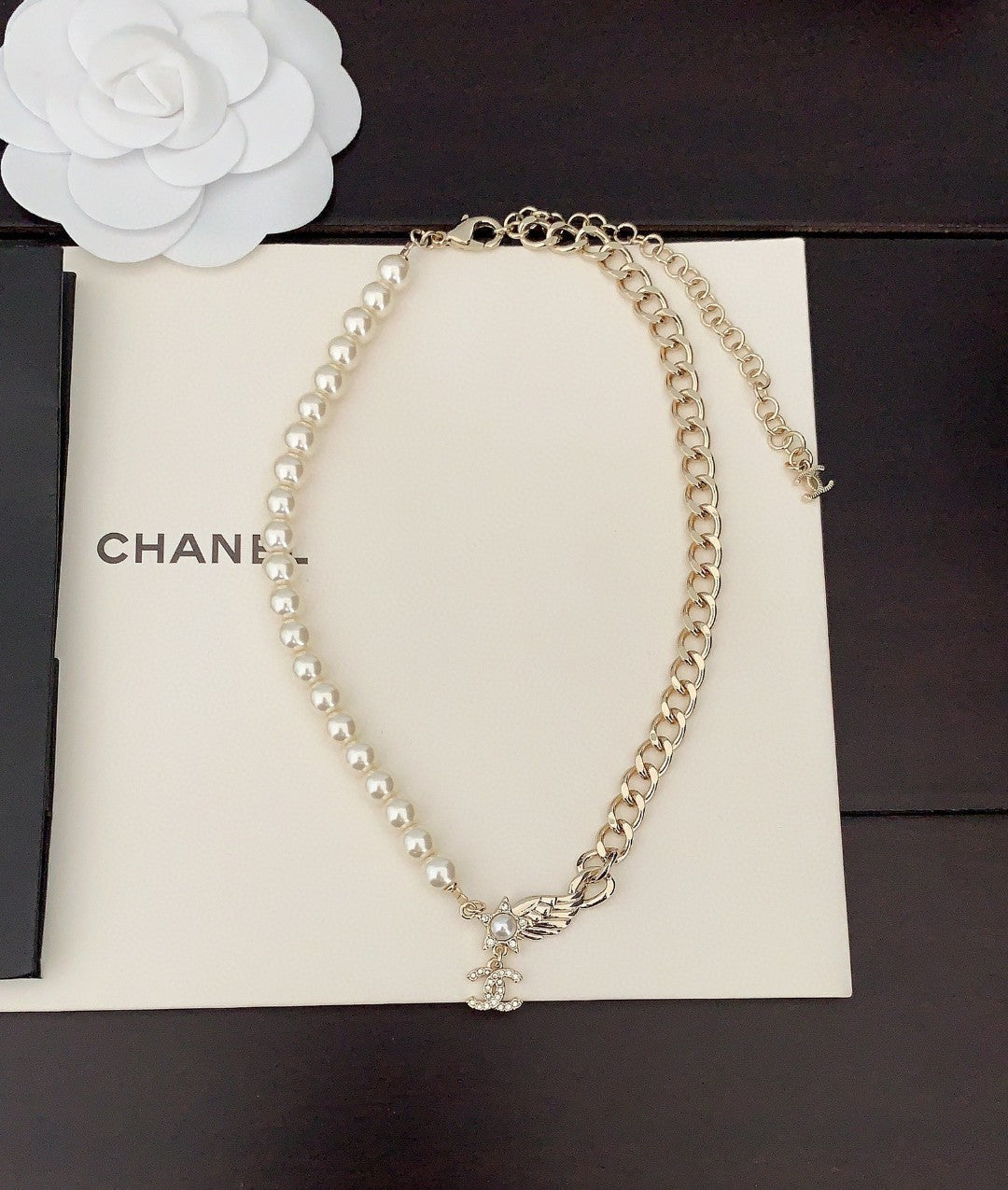 Chanel Pearl Chain Choker 18K Gold Necklace