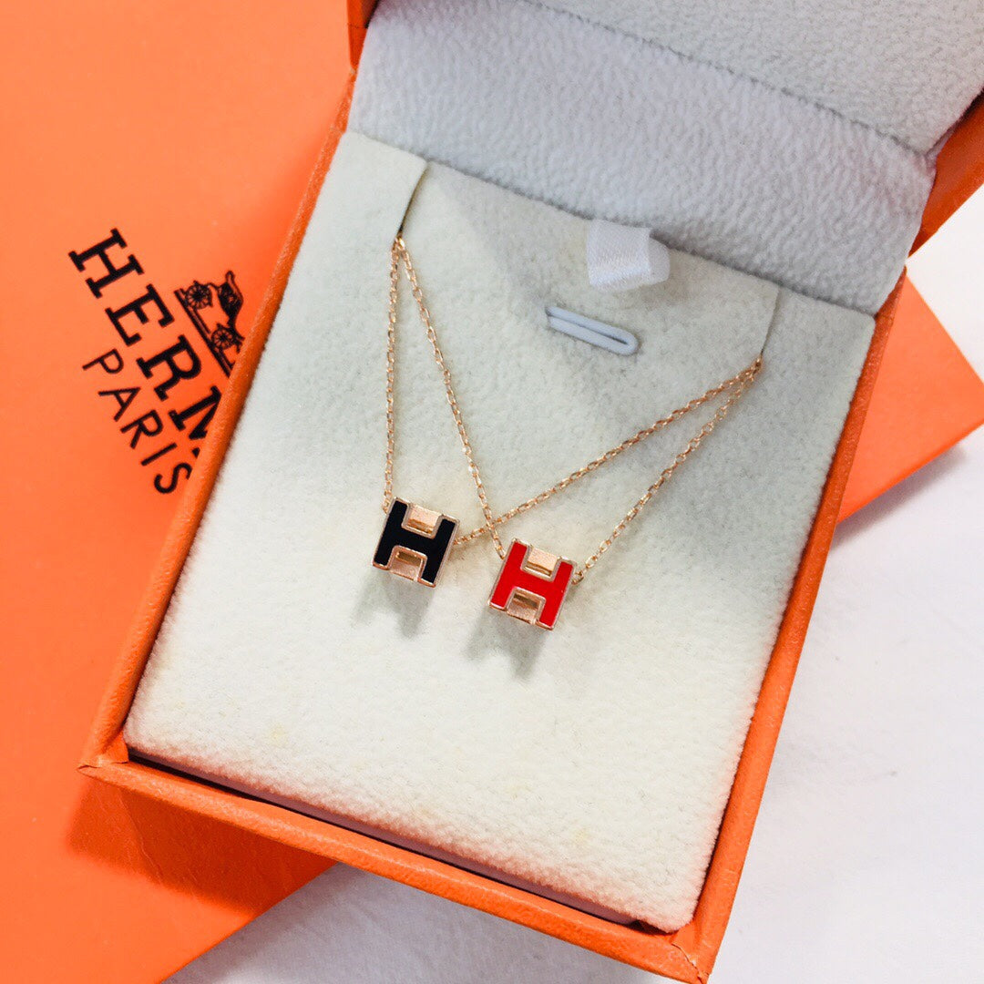 Hermes Cage D'H White 18K Gold Necklace