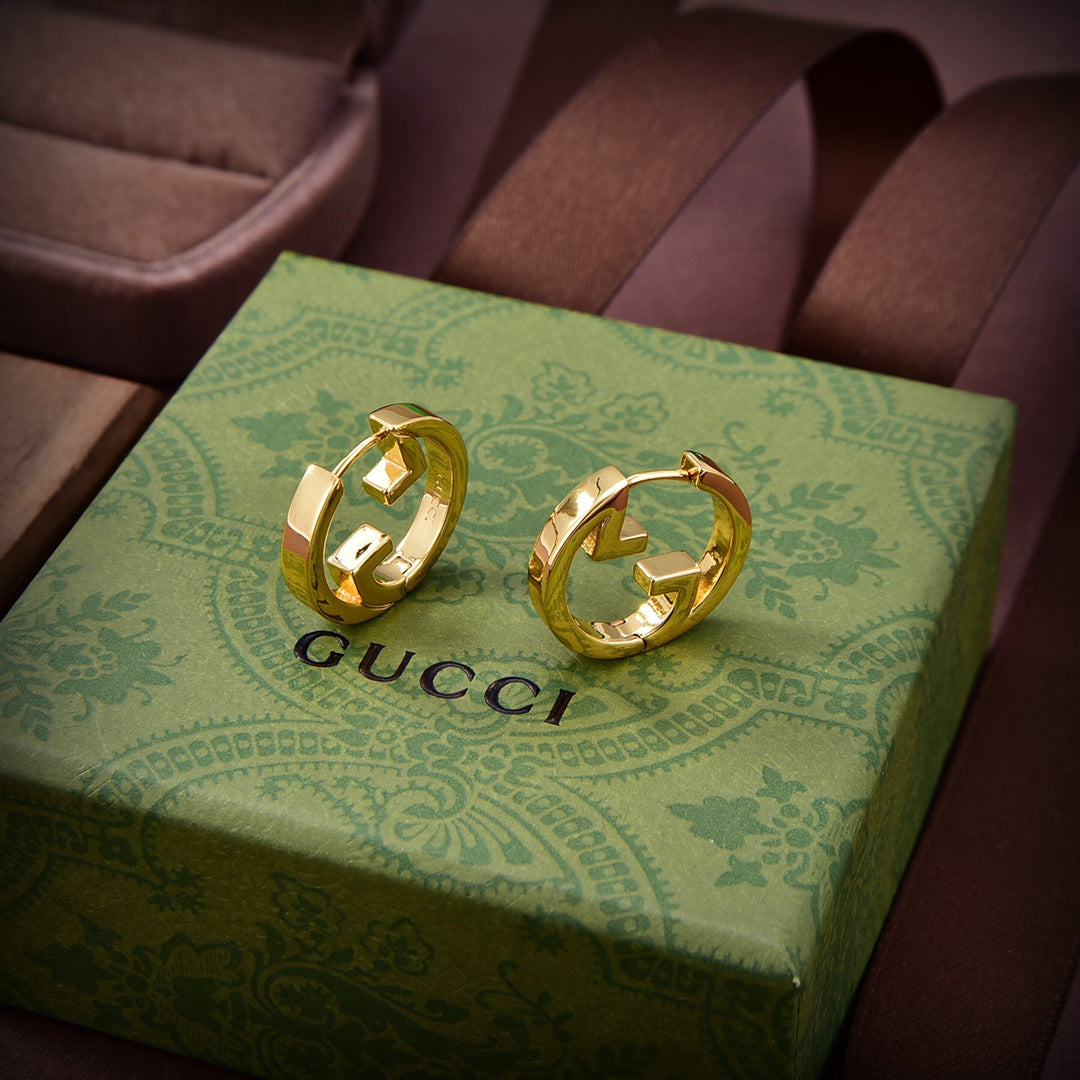 Gucci Double Hollow 18K Gold Earrings