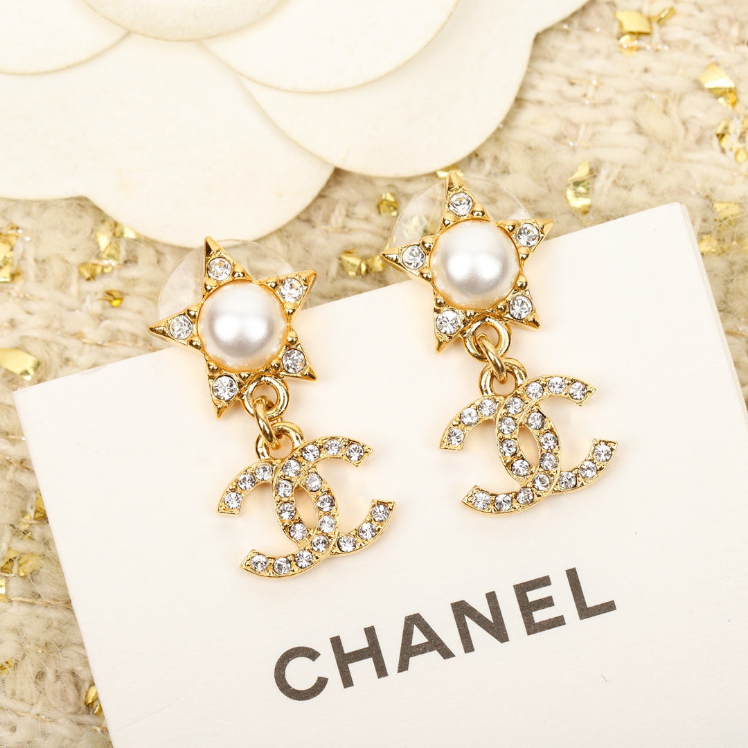 Chanel Star Crystals 18K Gold Earrings