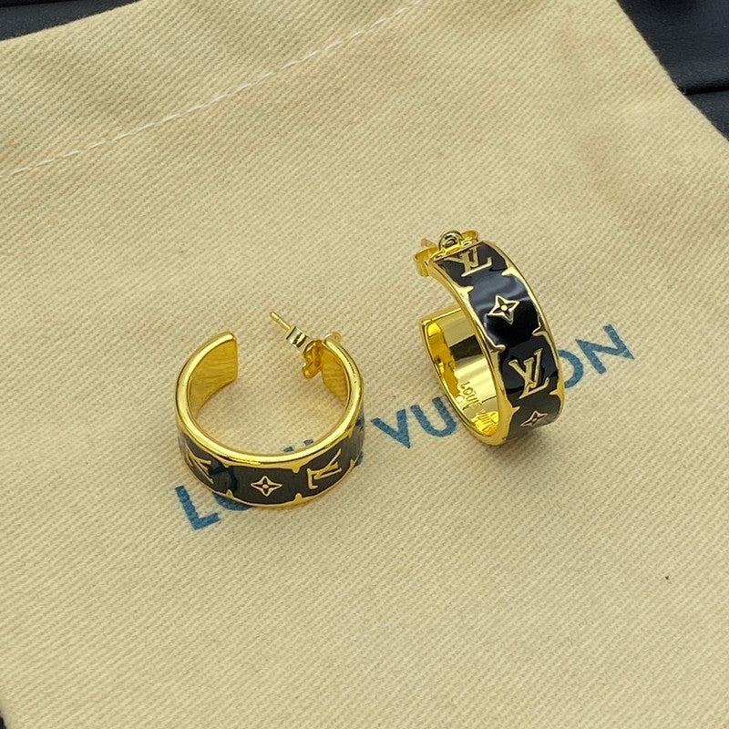 Louis Vuitton Nanogram Enamel 18K Gold Earrings