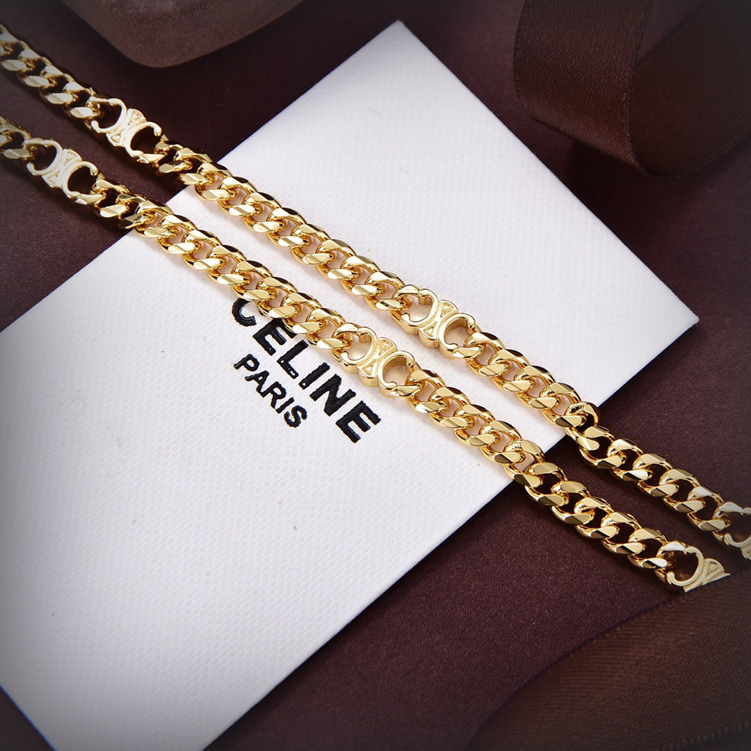 Dior Celine Small Gourmette 18K Gold Necklace
