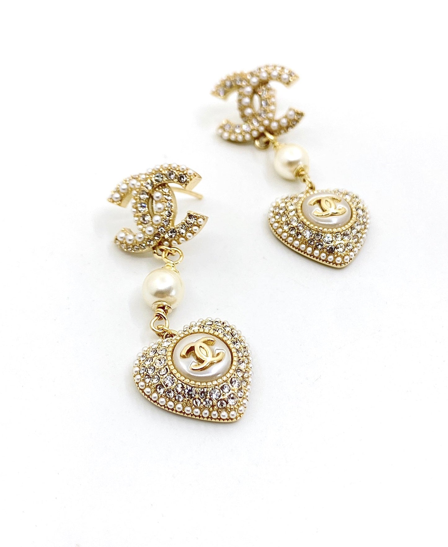 Chanel Heart Drop 18K Gold Earrings