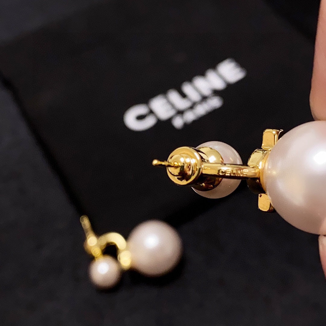 Celine Pearl 18K Gold Earrings