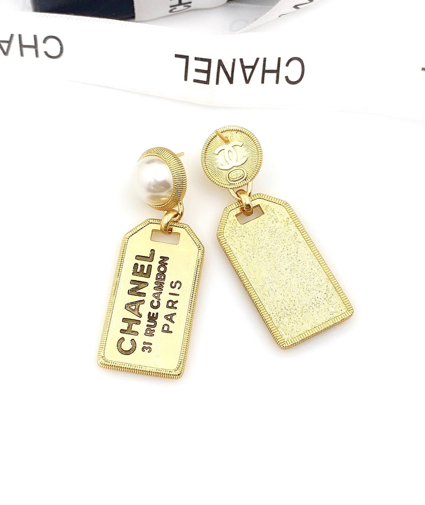 Chanel Paris Pearl 18K Gold Earrings