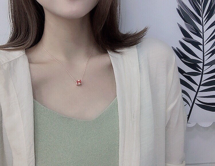 Hermes Cage D'H White 18K Gold Necklace