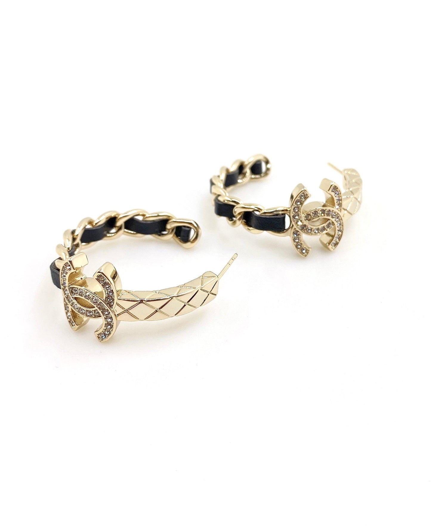 Chanel Black Open 18K Gold Earrings