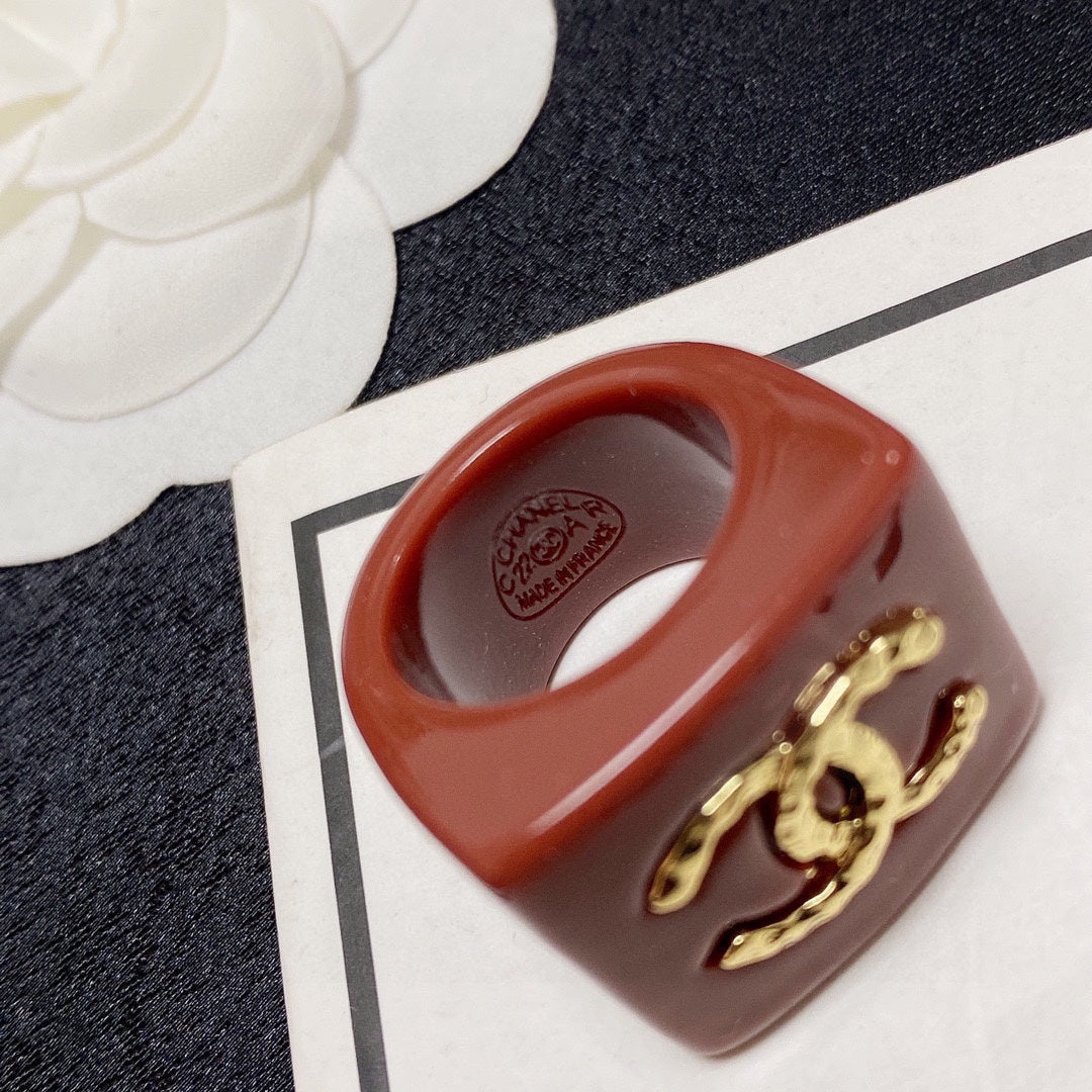 Chanel Vintage Red 18K Gold Ring
