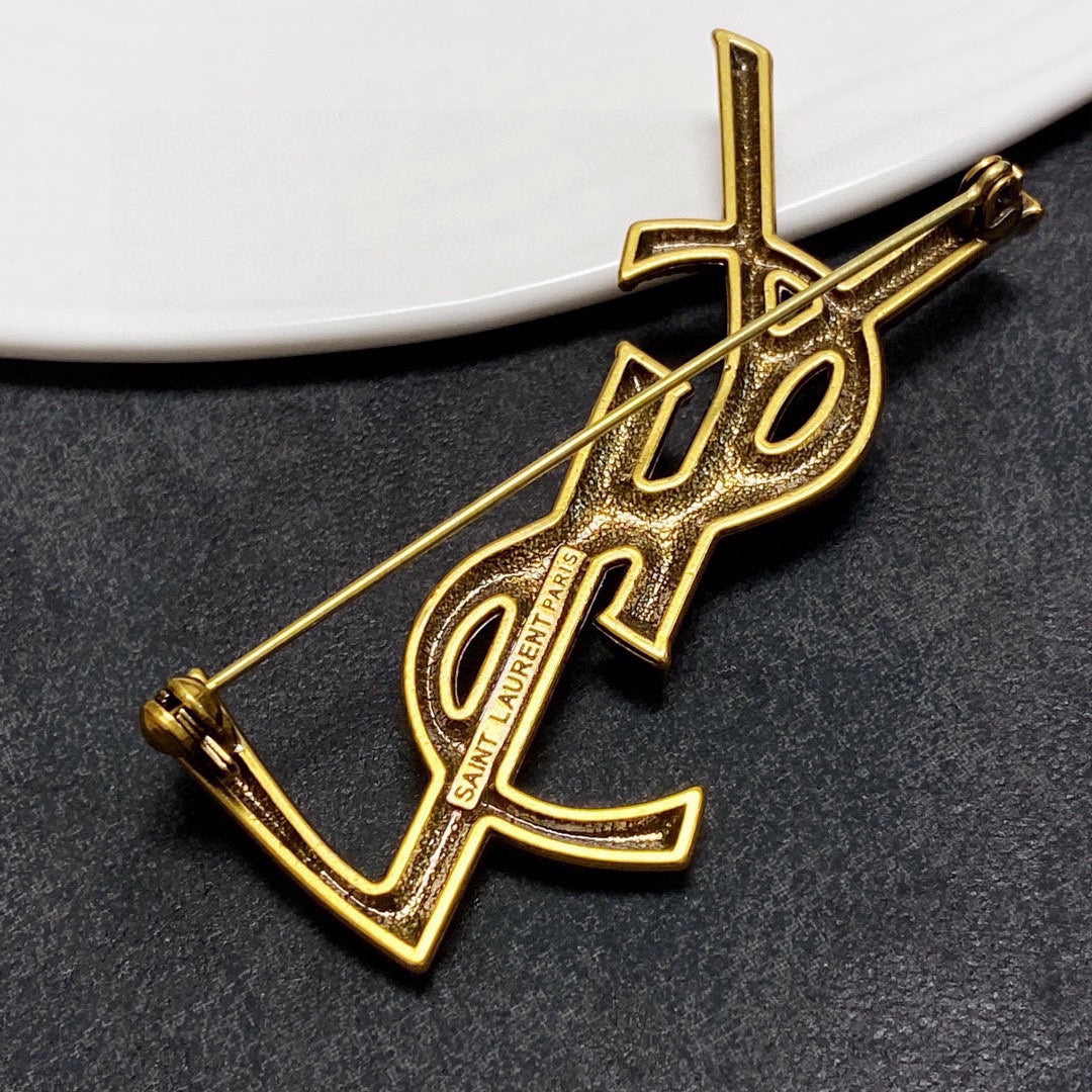 YSL Classic 18K Gold Brooch