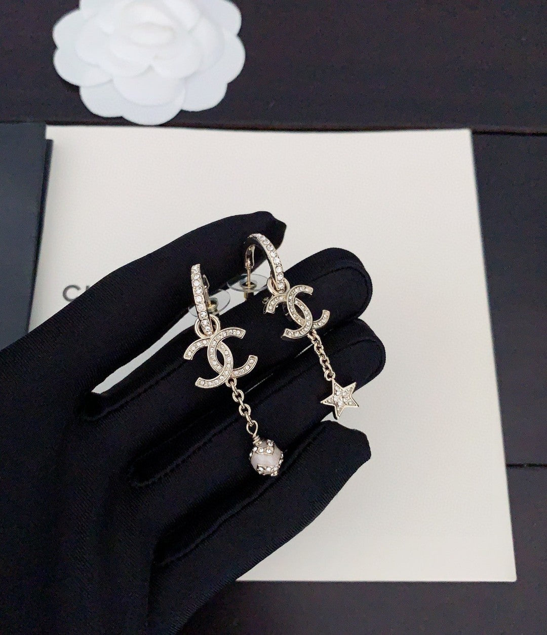 Chanel Pearl Long Pendant 18K Gold Earrings