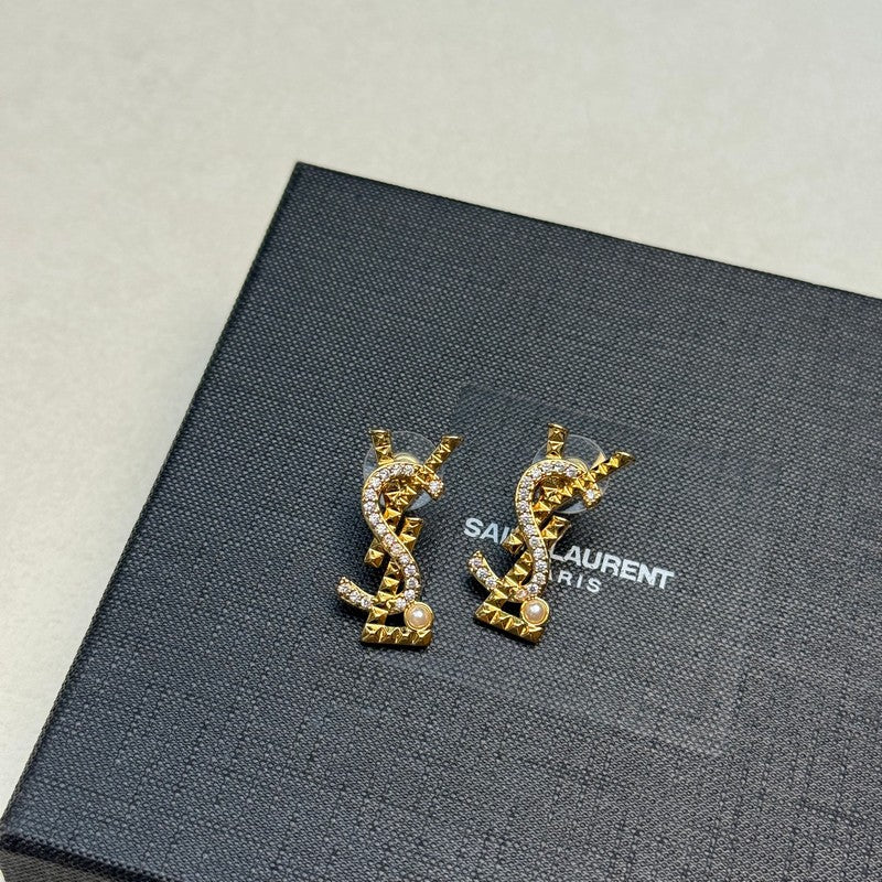 YSL Gold Diamond 18K Gold Earrings