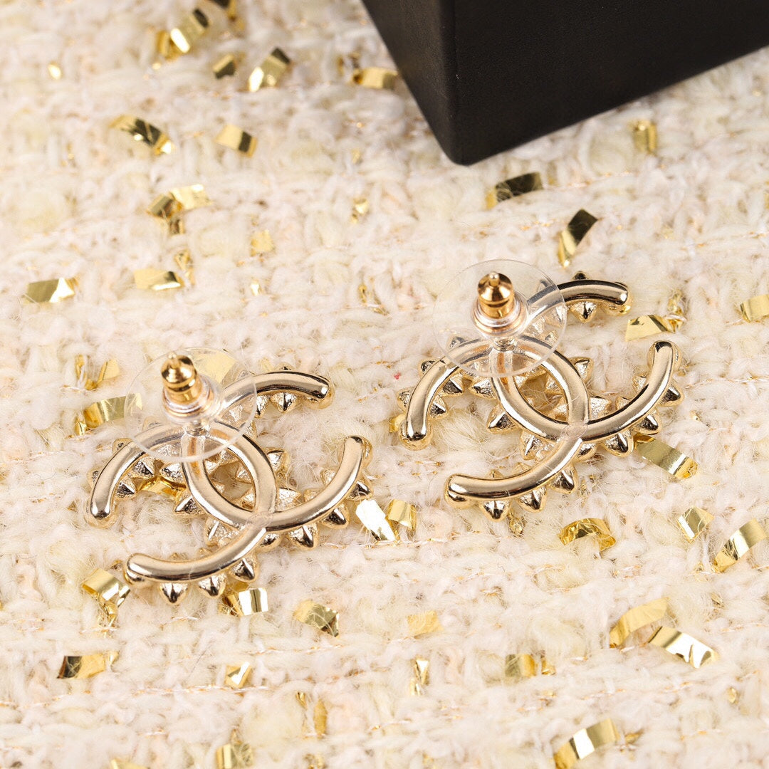 Chanel Crystal 18K Gold Earrings