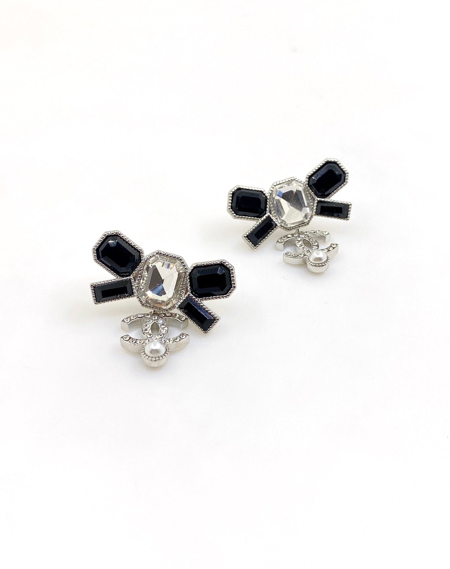 Chanel Bow Tie Crystals 18K Gold Earrings