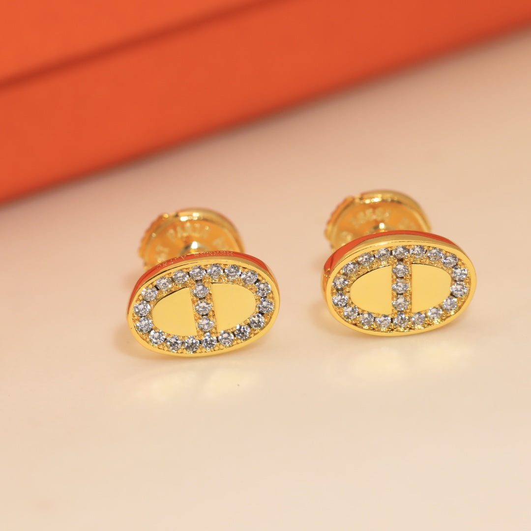 Hermes Mini Farandole Diamond 18K Gold Earrings