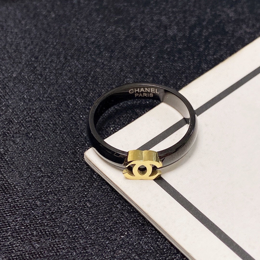 Chanel Black 18K Gold Ring