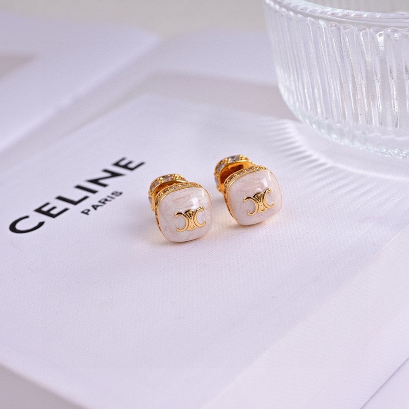 Celine Color Square 18K Gold Earrings
