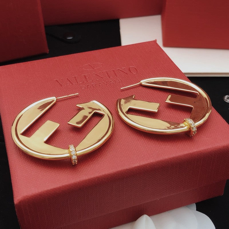 Fendi Big Round 18K Gold Earrings