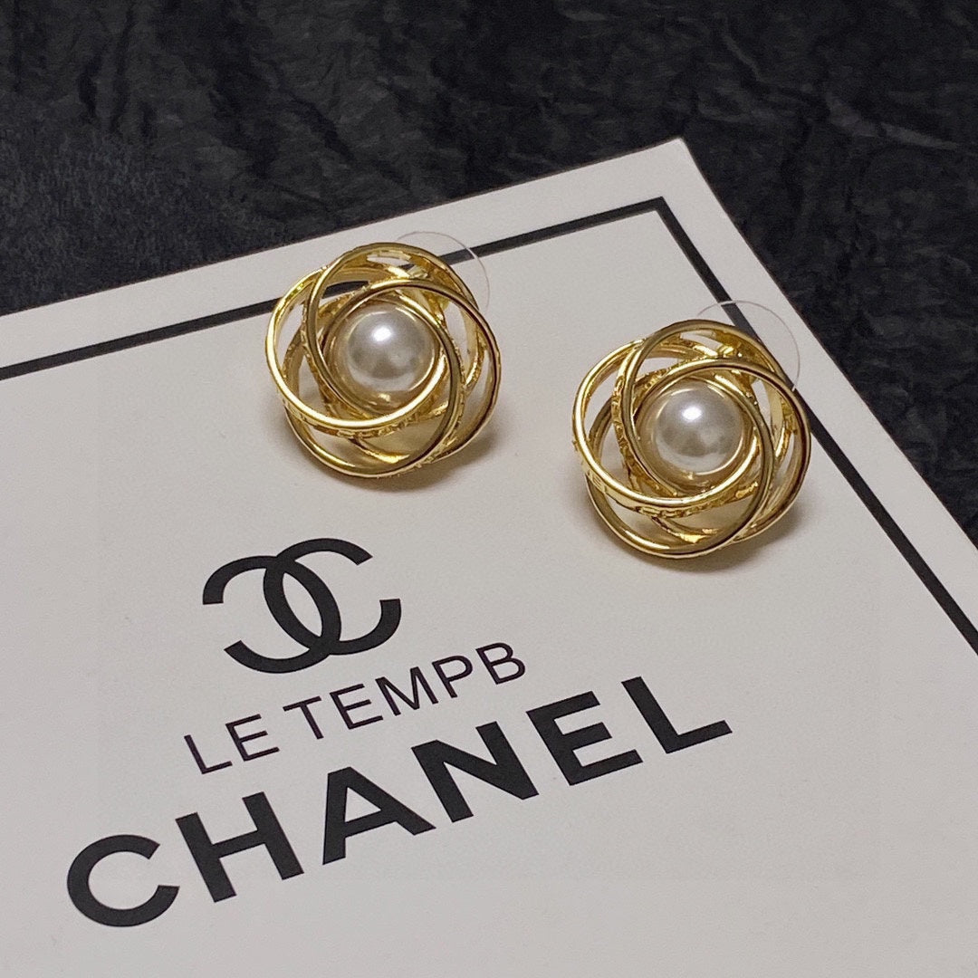Chanel Pearl 18K Gold Earrings