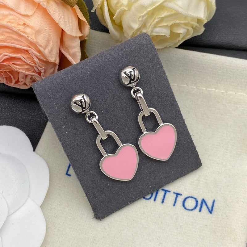 Louis Vuitton Pink Heart Gold 18K Gold Earrings