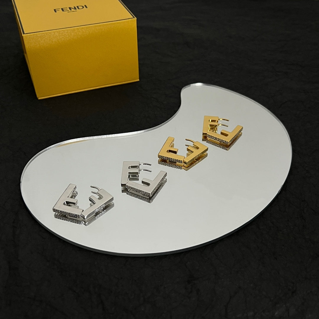 Fendi Forever Crystals 18K Gold Earrings