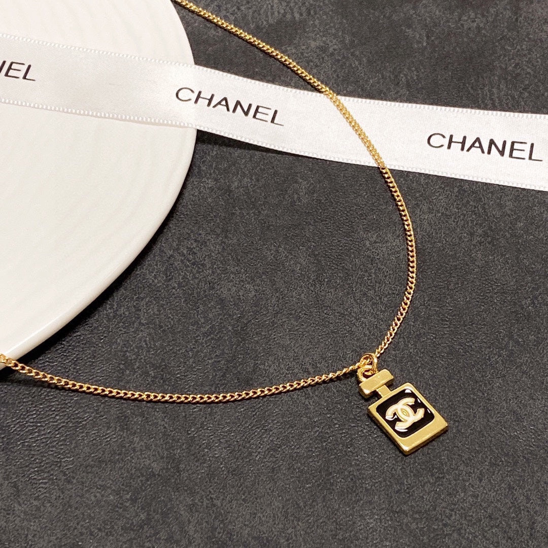 Chanel Perfume Bottle 18K Gold Necklace