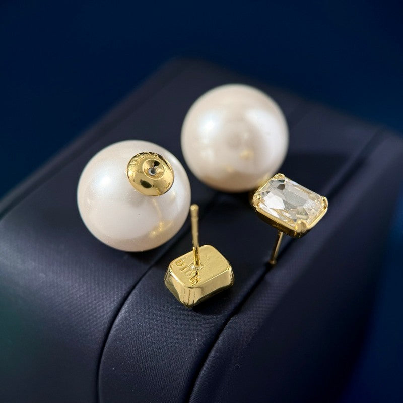 Dior Pearl Crystal 18K Gold Earrings