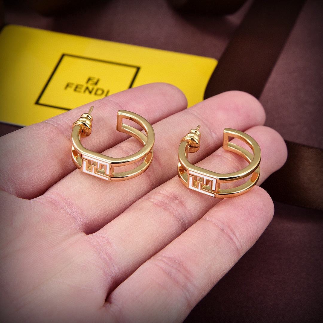 Fendi Forever Oval 18K Gold Earrings