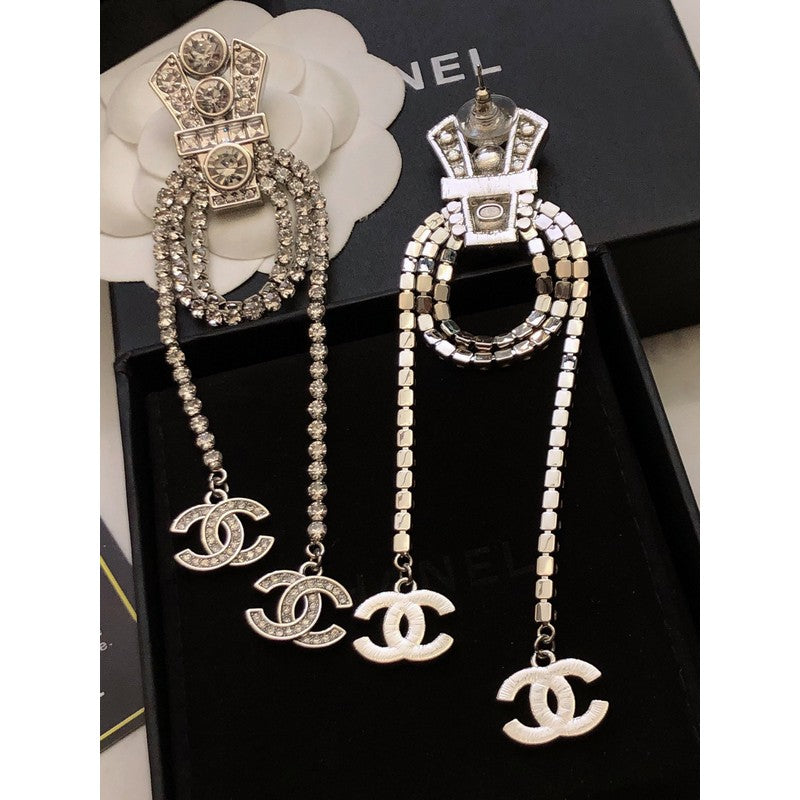 Chanel Tassel Crystal 18K Gold Earrings