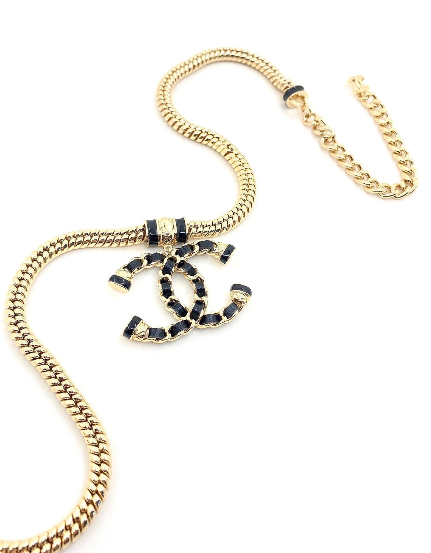 Chanel Leather Chain 18K Gold Necklace