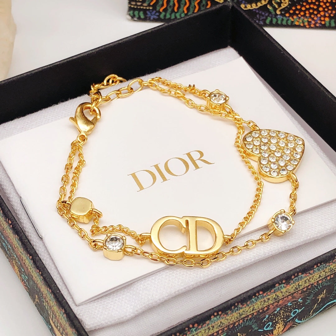 Dior Petit Heart Diamonds 18K Gold Bracelet