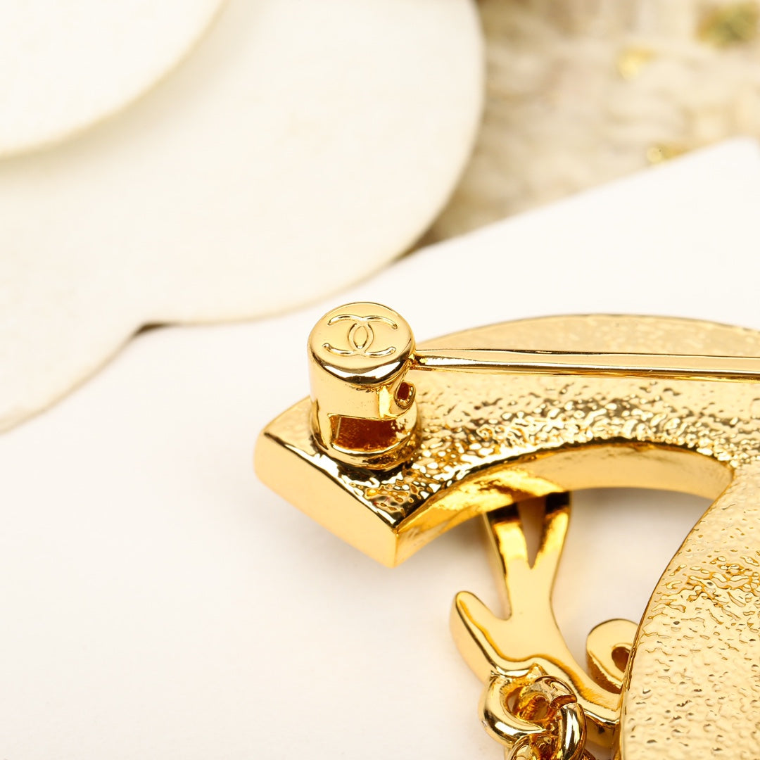 Chanel Black Chain 18K Gold Brooch