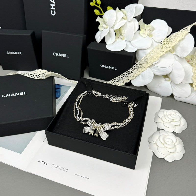 Chanel 25K Bow Tie Choker 18K Gold Necklace