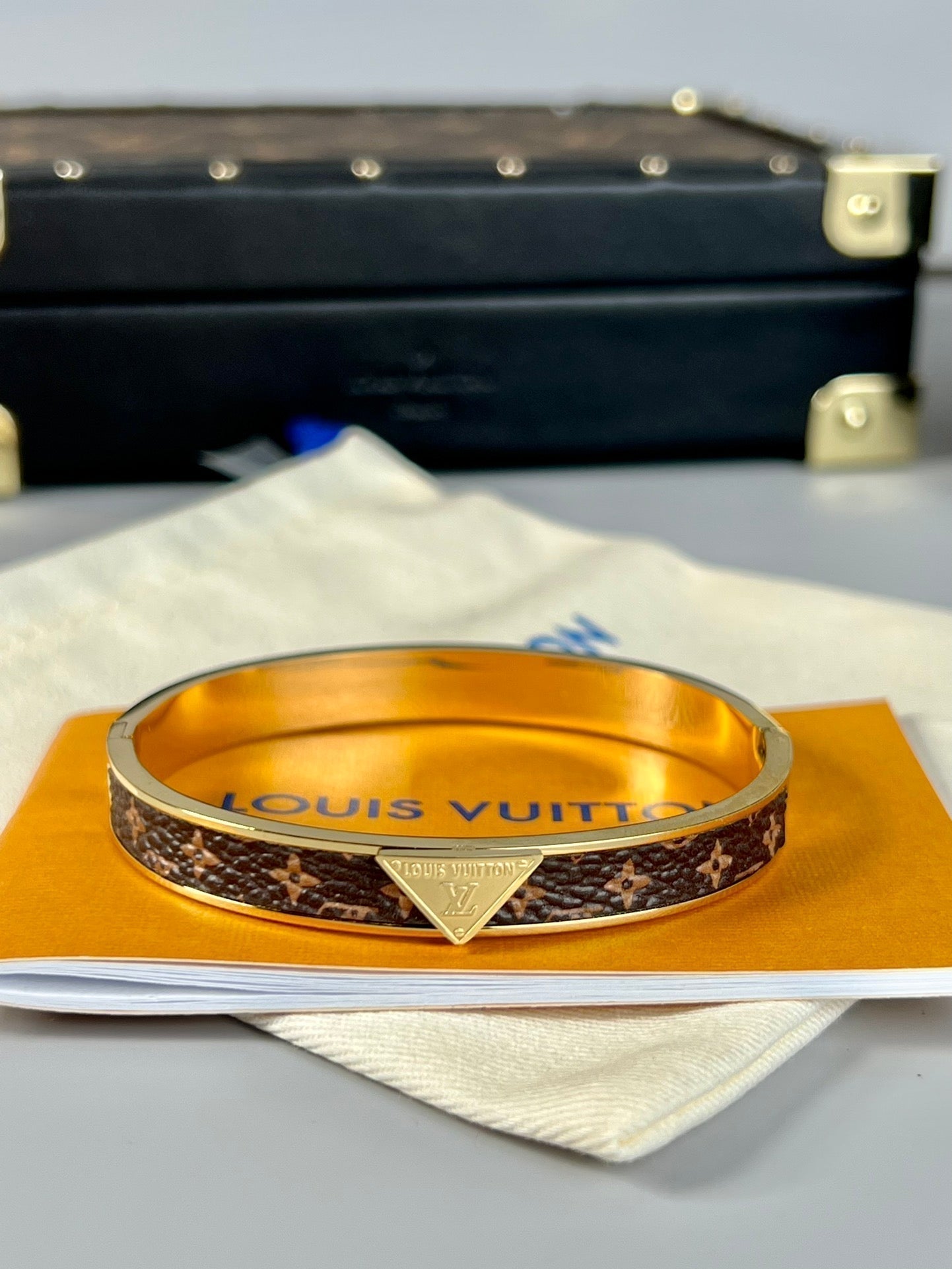 Louis Vuitton Vintage Leather 18K Gold Bracelet
