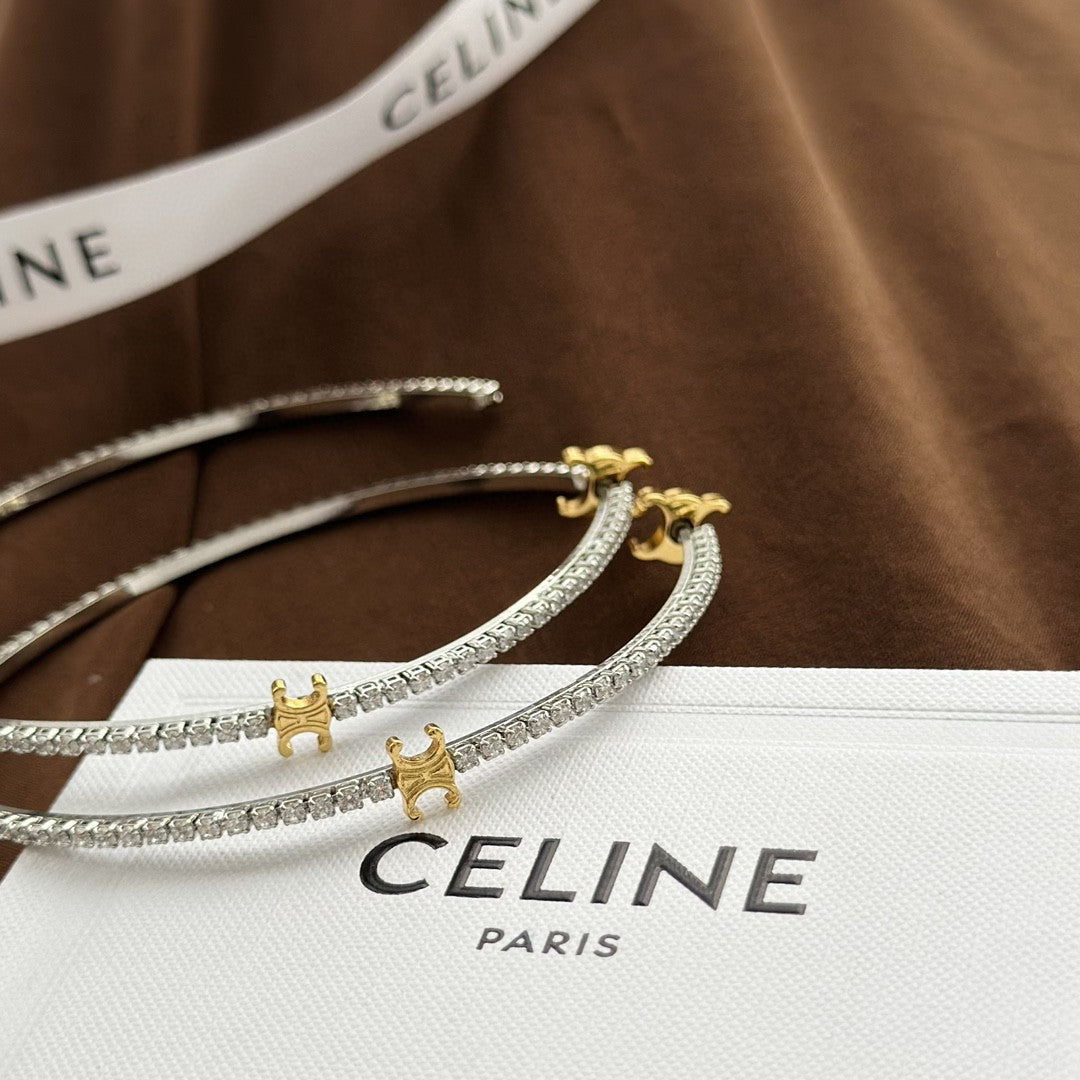 Celine Gourmette Crystals 18K Gold Earrings