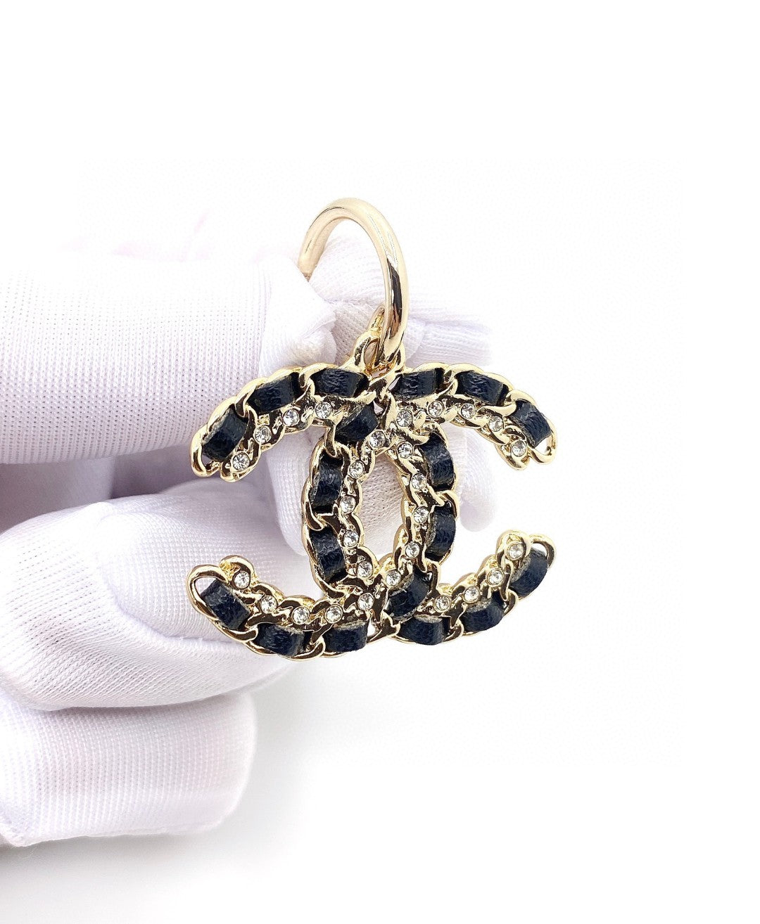 Chanel Leather 18K Gold Earrings